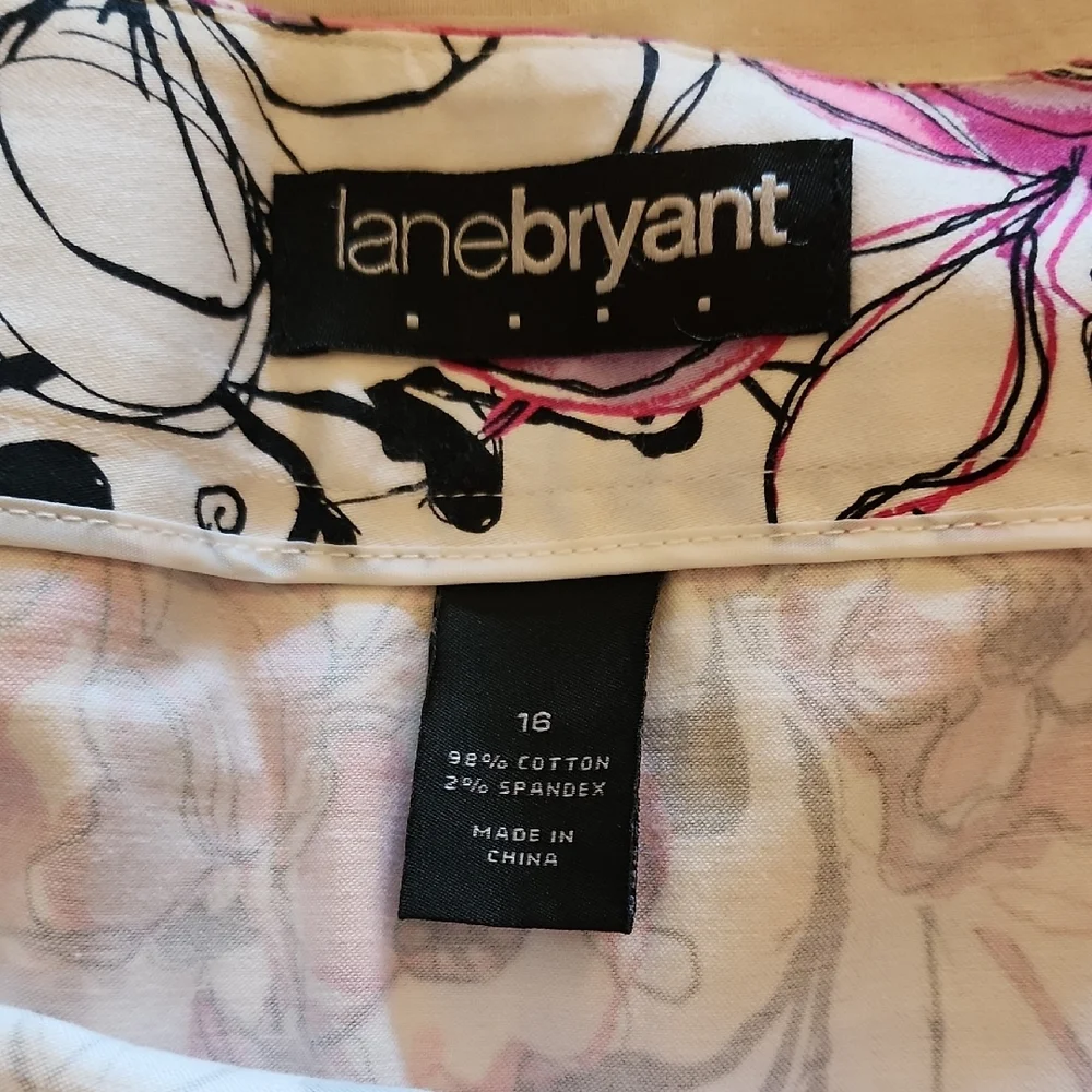 Lane Bryant Pink and White Floral A-Line Skirt - Picture 3 of 5